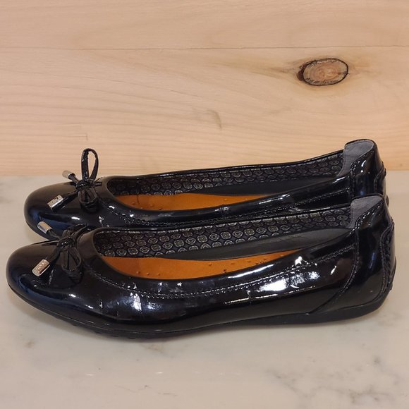 Geox Flat Shoes Patent Leather Slip On Womens 7 Made in Italy Black - Picture 2 of 11